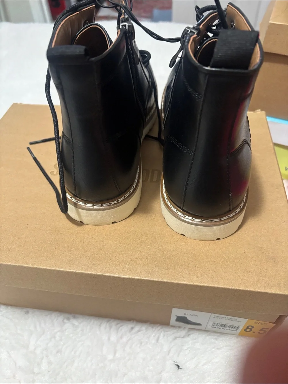Steve Madden Men’s Black Lace-Up Ankle Boots Size 8.5 Side Zip